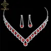Treazy 2019 New Royal Blue Crystal Bridal Jewelry مجموعات Rhinestone Brachton Detlace Necklace Actor Women Wedding Jewelry Sets9191606