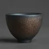 kiln手作りレトロティーボウルビンテージブラックコース陶器ティーカップJingdezhen Jingdezhen日本風の性格ティーセンターマスターカップ