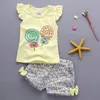 2019 New Summer Style Children Lollipop Pattern Vest Shorts Two-piece Suit Fashion Girl Thin Section Cotton Wear