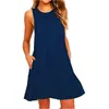 Women fashion dress 2019 Summer new solid color round neck sleeveless vest beach dress off shoulder dress 10 colors C6647