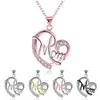 Chaud luxe maman amour lettre collier blanc cristal strass bicolore coeur pendentif chaîne à maillons pour les femmes bijoux de mode cadeau de fête des mères