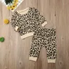 Automne Baby Girl Boy Leopard Print Vêtements Tenues à manches longues T-shirt Tops Pantalons Enfants Vêtements Tracksuit5557668