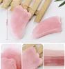 Tamax JD015 Rose Quartz Pink Jade Guasha Board Raspadeira Natural de Pedra Gua Sha Ferramentas para Acupuntura Terapia de Pressão