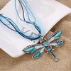 Necklace Silver Dragonfly Statement Necklaces Pendants Vintage Rope Chain Necklace Women Accessories GB9081146