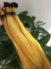 Fasci di capelli vergini Ombre colorati affare 3 pezzi dritto 9A trama di capelli neri e gialli intrecciati4085538