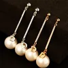 Wholesale- fashion classic luxury designer glittering diamond rhinestone pearl long pendant dangle chandelier stud earrings for woman
