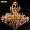 Large Royal Golden Crystal Chandelier Lamp Lustres Suspension Project Pendant Lighting For Hotel Resteruant Villa Luminaire Lights