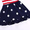 2019 Dia da Independência Meninas Vestido de Verão Crianças Tecido Condol cinto listras arco estrelas algodão babados Vestido Crianças Boutique Roupas