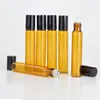 HOt Sale 1200pcs/lot 10ml Amber Glass Roll On Bottle with Stainless Steel Roller Ball Essential Oils Brown Perfume Bottles LX5835