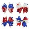 American Flag Print Barrettes Bow Hair Clip Swallowtail Hairn Pins Hår Bow med klipp 4 juli Independence Day Kids Hårtillbehör