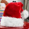 Gorro de Papá Noel rojo de felpa gorro de Navidad grueso invierno cálido gorro de Papá Noel de felpa Navidad adultos adornos navideños sombreros T2I5573