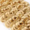 613 Bleach Blonde Kinky Curly Clip In Human Hair Extensions 7PCS 7A Virgin Бразильские вьющиеся клипсы для наращивания волос 5947056