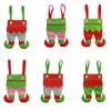 Christmas Candy Bags Fabric xmas Elf Pants Stocking gifts Bag Kids X-mas Party Decorations Ornament red wine bottle cover storage Pocket