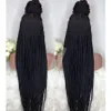 Afrique femmes style cornrows tresse perruque longue 200 densité pleine micro tresse perruques avec des cheveux de bébé jumbo tresse dentelle frontale perruque