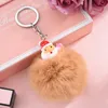 5 pcs / mycket söta mode kvinnor hantverk santa claus päls kanin hår boll bil keychain handväska hängsmycke nyckel ring julklapp