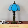 Lampe de table bleue simple européenne Hôtel Bar chambre de chevet Petite lampes de bureau Tiffany Retro Verre taché TF071