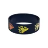 50PCS Bear paw Pride 1 Inch Wide Silicone Rubber Bracelet Black Classic Decoration Logo no Gender Jewelry255M