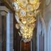 Kwiat Lampa Żyrandole Światła Żarówki LED Złoto Wisiorek Oświetlenie Murano Szkło Płytki Sztuka Żyrandol Lampy Domowe Dekoracje Kryształowe Światło wewnętrzne