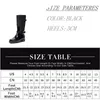 Hot Sale- Mid-calf High Heels Rain Boots Slip-On Waterproof Low Solid Size Chunky Heel Design Buckles Shoes