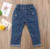 Fashion Toddler Kids Baby Boy Abbigliamento da ragazza Pantaloni Denim Jeans Bandage Denim Pantaloni Jeans Pantaloni lunghi Ragazza