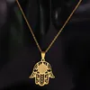 Иисус ожерелья из нержавеющей стали для мужчин цвета золота Заявление ожерелье Хамса рука украшения Colar feminino N166263 Мужчина для