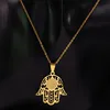 Jésus acier inoxydable colliers pour hommes couleur or déclaration collier Hamsa main bijoux Colar masculino feminino N166263