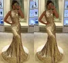 Sequined Cheap Gold Sier Sier Mermaid Prom Vestidos Jewel Neckless Pleats Sexy Dress Faily Farty Vestidos Vestidos de Fiesta 330