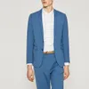 Mode Sky Blue Groom Tuxedos Utmärkt Notch Lapel Groomsmen Bröllop Jacka Blazer Men Formell Prom / Dinner Suit (Jacka + Byxor + Tie) 1205