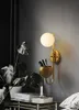 Nordic Nieuwe Designer Retro Slaapkamer Glazen Bal Plant Decoratie LED Wandlamp Nachtkastje Restaurant Muur Verlichtingsarmaturen 5613652