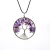 7 Chakra Tree of Life Pendant Halsband Koppar Kristall Natursten Halsband Kvarts Stones Pendants Kvinnor Julklapp