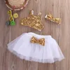 Kids Designer Clothes 3pcs Toddler Baby Girl Kläder Set Sequins Ärmlös Toppar + Tutu Kjolar + Huvudband Outfits Ställ kläder