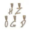 Iced Out Custom Cursive Writing Initial Letters Pendant Necklace with Free 24inch Rope Chain Cubic Zirconia For Men HipHop Jewelry