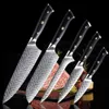 Damascus Steel Chef Kniv Set Sharp Meat Cleaver Boning Santoku Utility Vegetabilisk Kniv High-End Exquisite Gift Set Kniv G10 Handle Kök