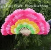 Kvinnor Peony Flower Round Fabric Handfan Kinesisk Folk Dans Fläkt Veils Par Till Sale Pink