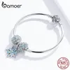 Wholesale-Crystal bleu 925 Sterling Sterling Sterling Hiver Snowflake Bracelet de princesse pour Femme Girl Charm Bracelet Luxe Européenne Bijoux Fabrication