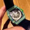 Men's automatic mechanical watch Japan West Rail movement natural rubber watchband size 48x42mm carbon fiber designer sports watch