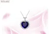 Collana con ciondolo cuore oceano Collane girocollo a catena placcata argento Collana di cristallo imitazione strass di cristallo blu