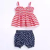 Kids Designer Kläder Independence Dag Kläder Streck Star Suspenders Vest Shorts Suits Crop Tops Harem Byxor Outfits Kostym B5932