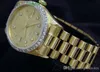 Luksusowe zegarki mody Najwyższej jakości 18k Yellow Gold Diamond Dial Vezel 18038 Watch Automatyczne męskie zegarek zegarkowy