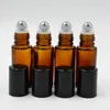 Thick Amber Refillable 5ml MINI ROLL ON GLASS BOTTLES ESSENTIAL OIL Steel Metal Roller ball fragrance PERFUME