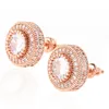 18K Gold Iced Out Shining Rose Gold Color Round Stud Earrings For Women Men Fashion Cubic Zirconia Earrings Luxury designer239M