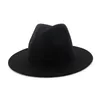 Moda-Caz Fedora Şapka Cap Katı Renk Düz Brim Parti Carnival Kumarbaz Chapeau Trilby Keçe Panama Biçimsel Şapka