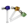 El más nuevo colorido Pyrex Skull Shape Glass Bong Smoking Tube Tubo de mano portátil Hecho a mano Diseño innovador Hierba Tabaco Filtro de metal Tazón DHL