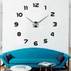 Wall Clocks 3D Big Number Mirror Wall Clock Large Modern Design 3D Background Wall Clock DIY Home Living Room Office Decor Art