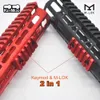 Picatinny Rail Sections 5 Slot with dual interface for Both Keymod & M-lok Rail Mount System_Black/Red/Tan Colors