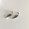 Angel Wings saplama Küpe Kutusu ile Pandora Kadın Stud küpe için CZ Diamonds ile% 100 Sterling Gümüş Kaplama 18K Altın