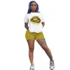 Summer Women sportswear shorts two piece set short sleeve white T-shirt shorts casual lip print tracksuit designer outfits jogger suit 3230