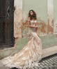 Betra Sheer Cap Sleeves Lace Mermaid Boho Wedding Dresses Tulle Applique Court Train Wedding Bridal Gowns robes de mariee