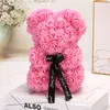Ours en peluche Rose 25cm, cadeau de saint-valentin, fleur artificielle, décoration pour fête d'anniversaire, mariage, cadeau pour petite amie, 170u