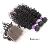 KISSHAIR remy Braziliaanse human hair extension 3 bundels met sluiting 200g set straight body jerry krullend haar inslag 4x4 vetersluitingen